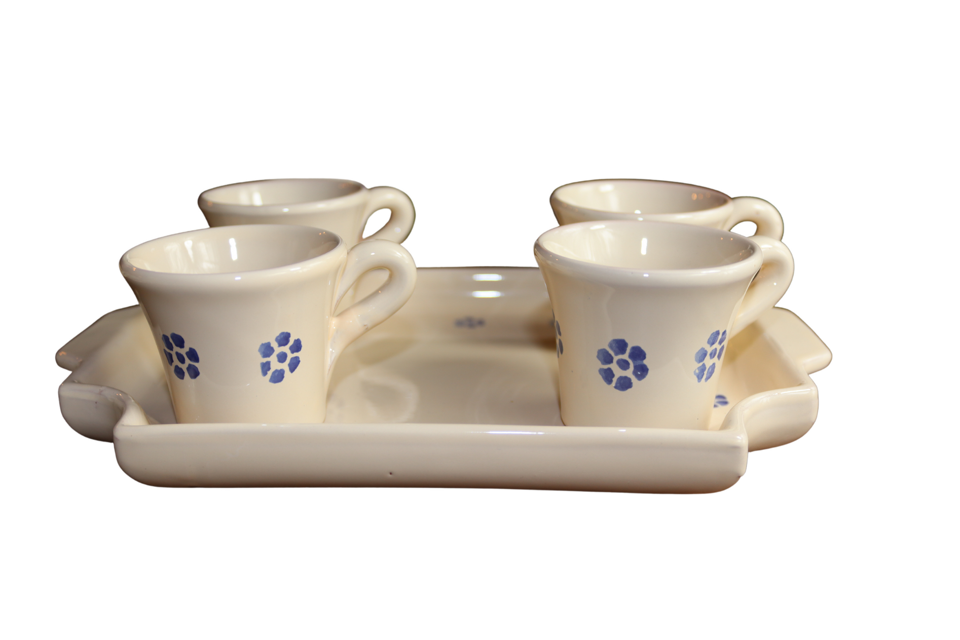 servizio da caffè vassoio e 4 tazzine in ceramica