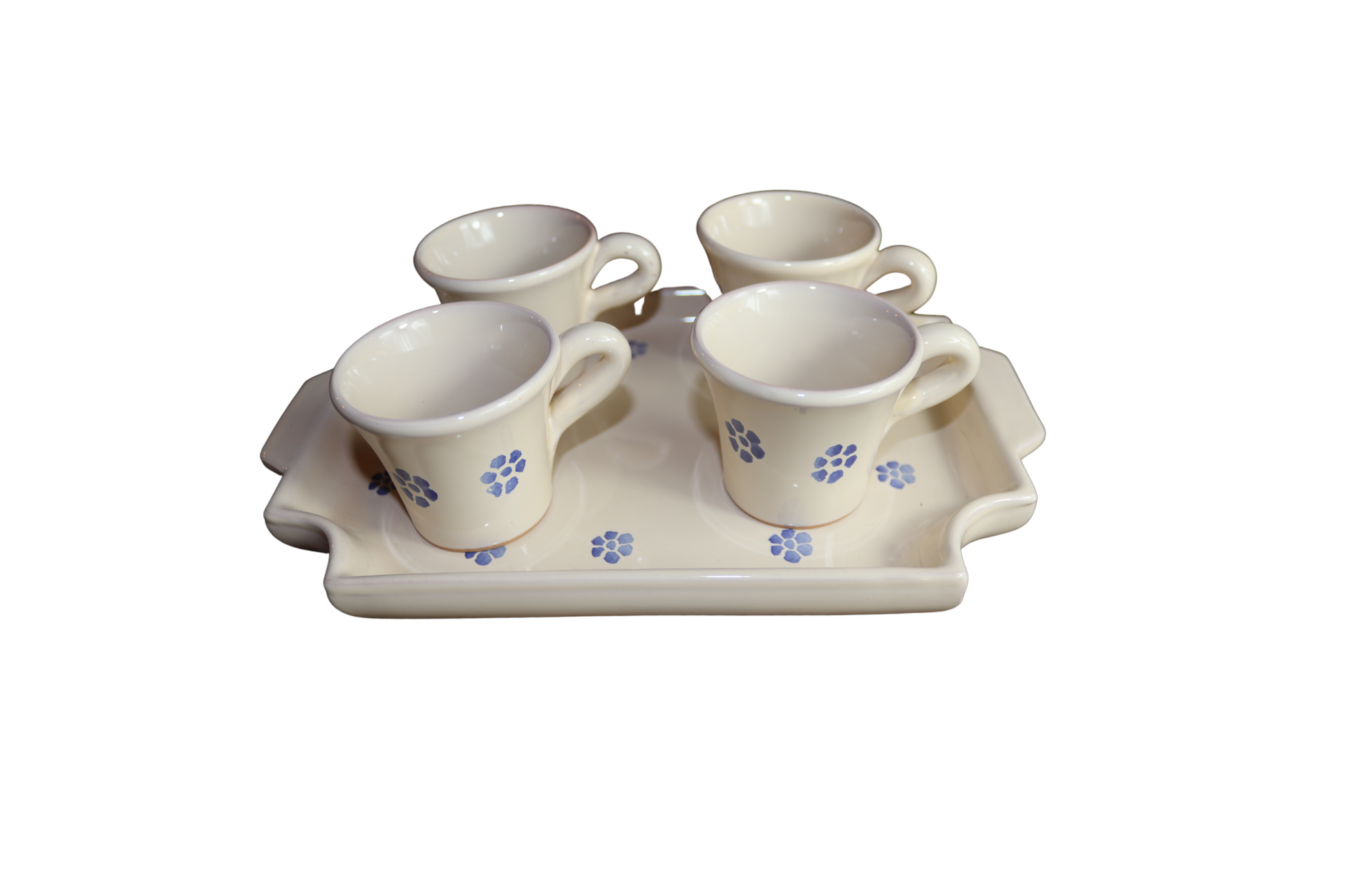 servizio da caffè vassoio e 4 tazzine in ceramica