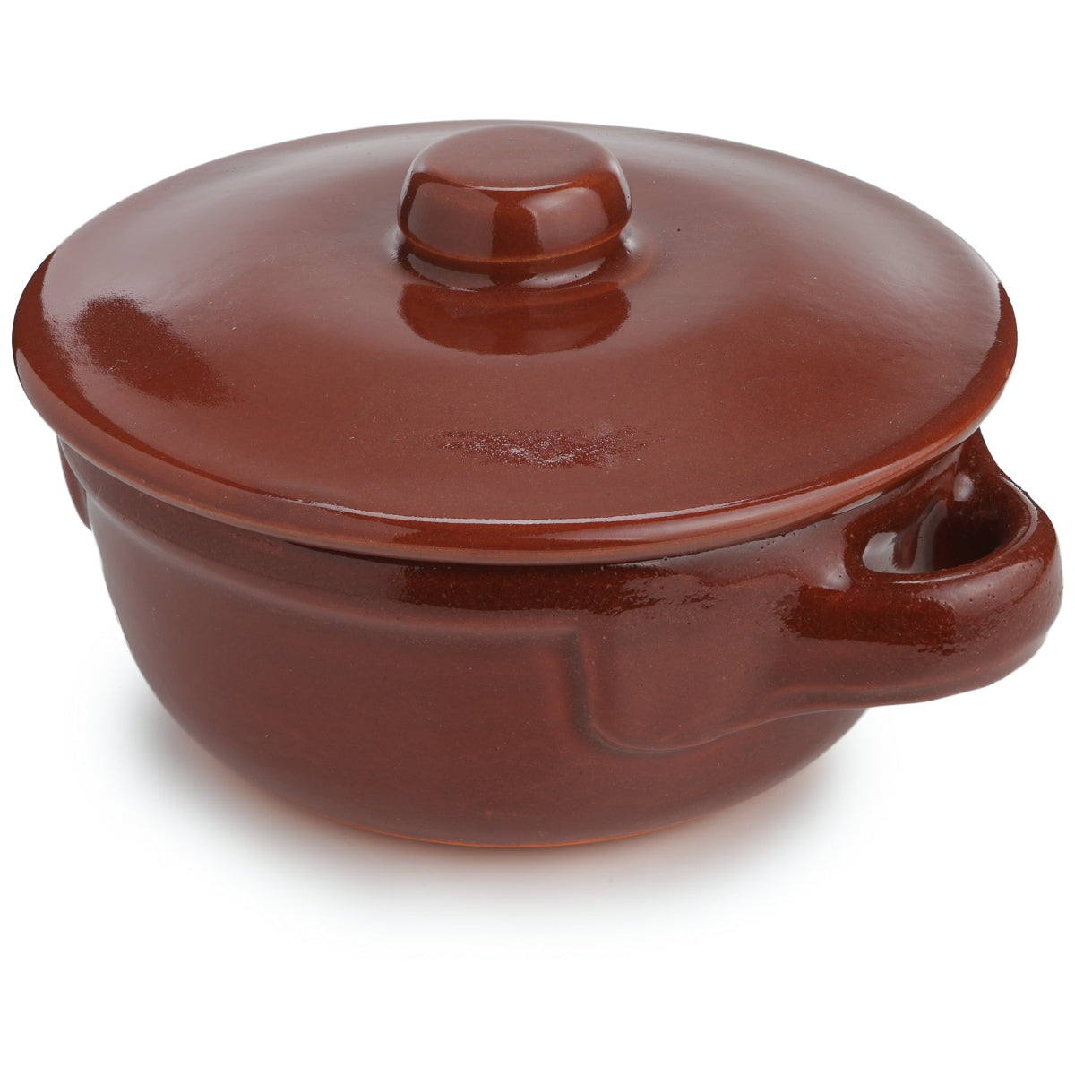 Tegamino mono porzione 14 cm diametro con coperchio in terracotta artigianale