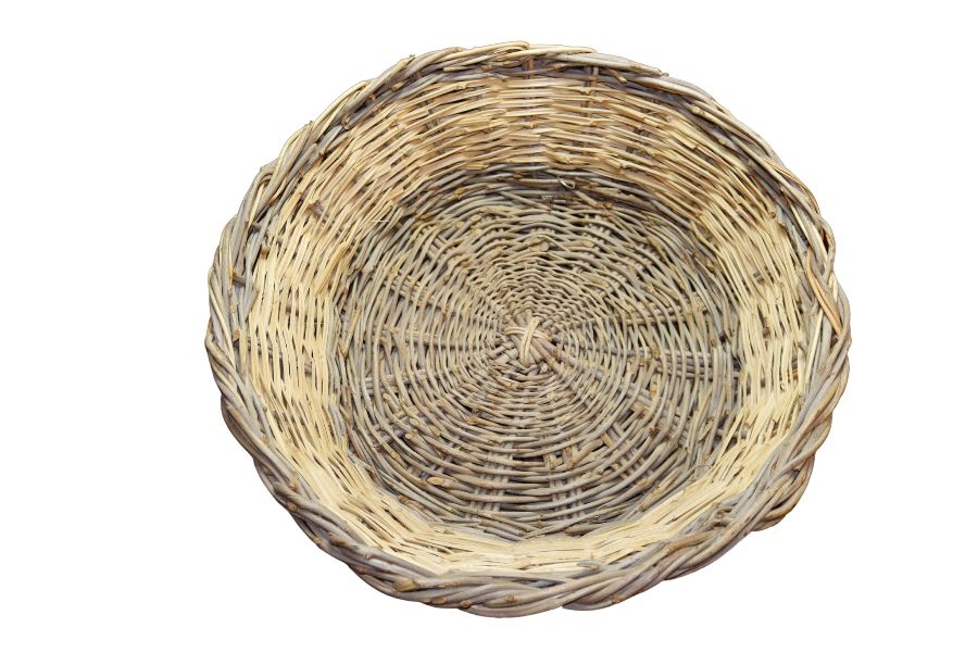 cesta grande tradizionale rotonda intrecciata a mano